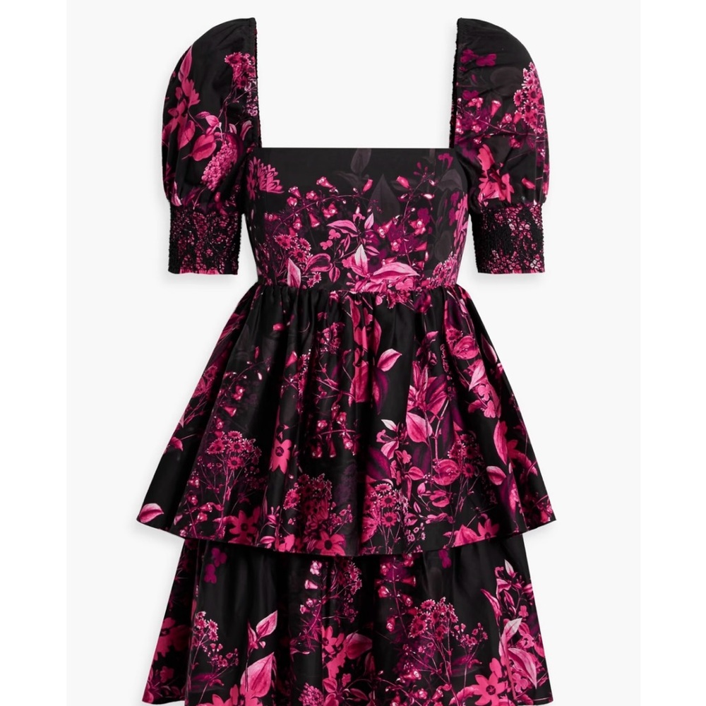 Alice + Olivia Black Emmalou tiered Mini Dress